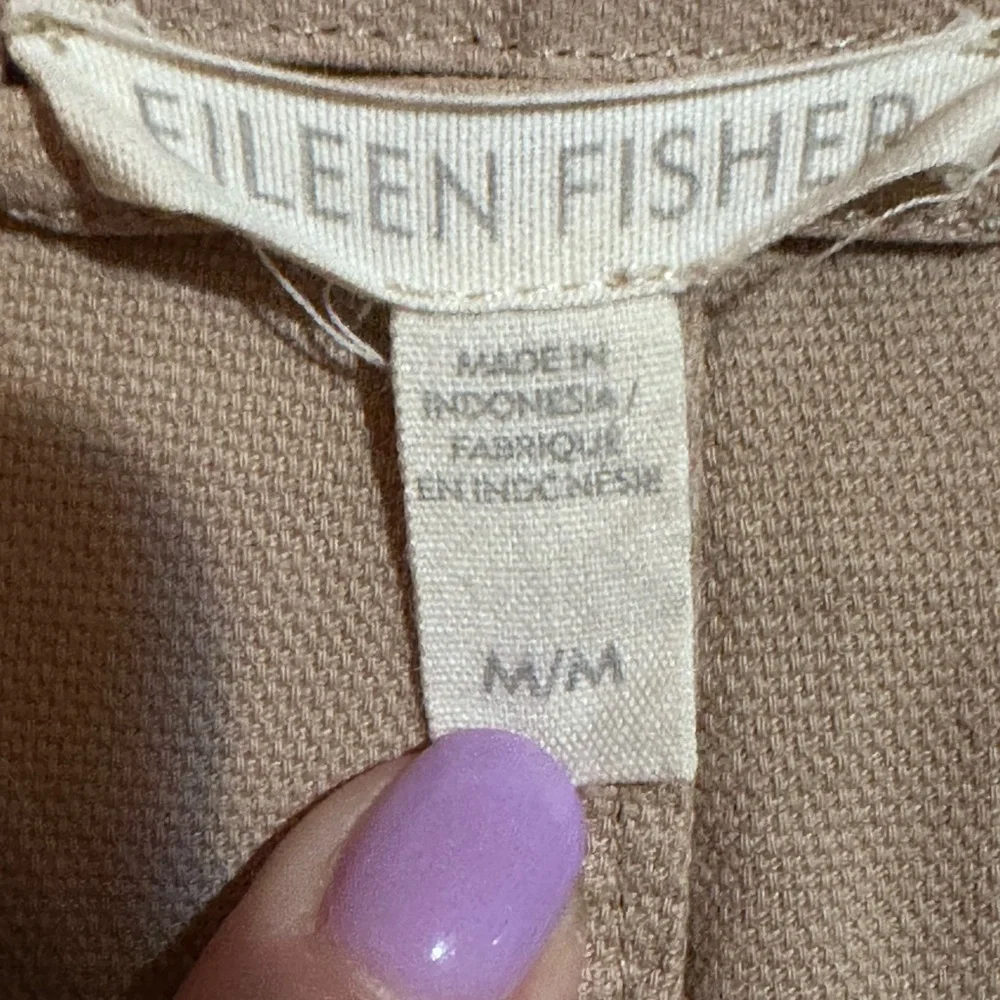 Eileen Fisher sz med‎ beige canvas button  basic jacket ladies organic cotton